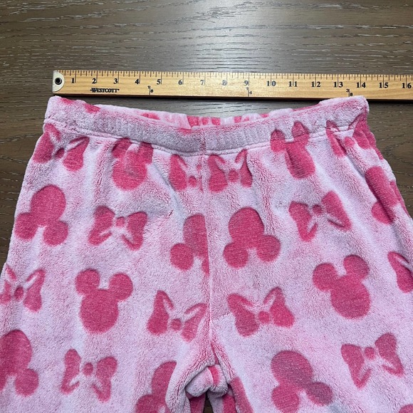 Disney Pajama Pants Womens Small Pink Fleece Jogger Pull On Mickey Ears - Picture 8 of 12